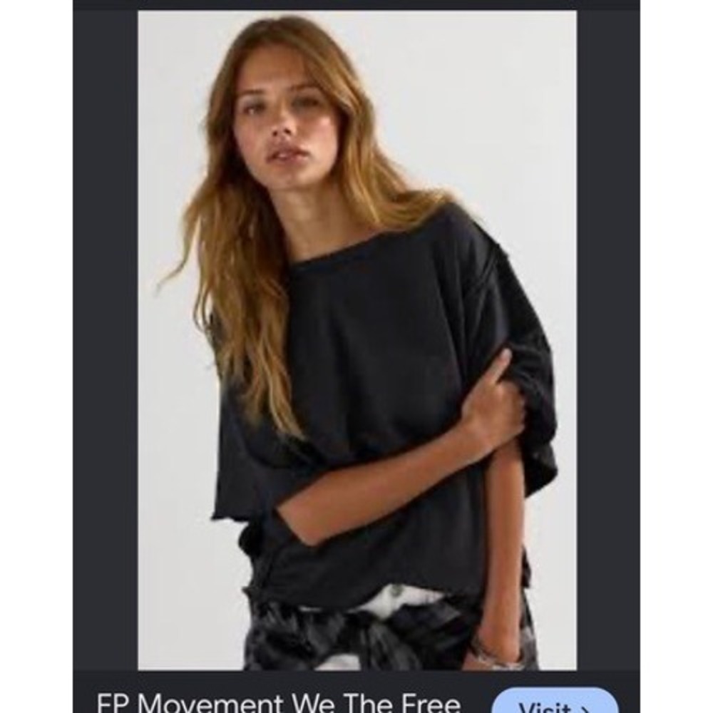We The Free Free People Movement Black Oversized Cotton Top Medium